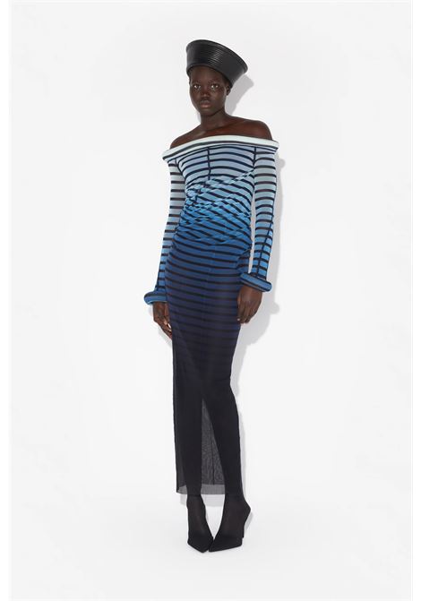 abito lungo 3d collar and cuff donna nero e blu JEAN PAUL GAULTIER | 25/33-F-RO294-T575005956